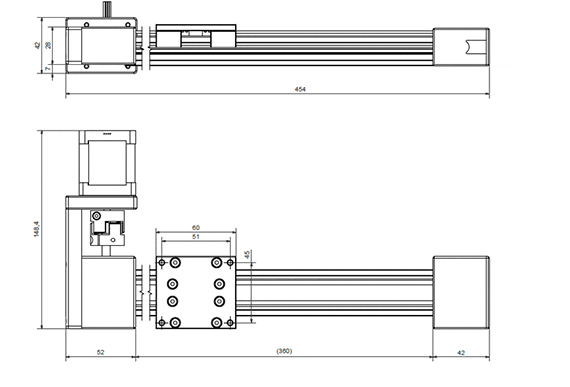 Linear axis with motor