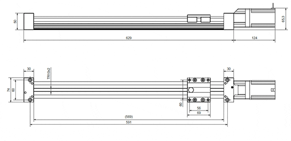 Linear axis with motor