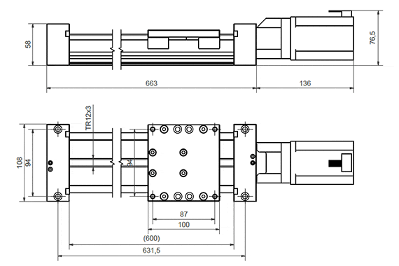 Linear axis with motor